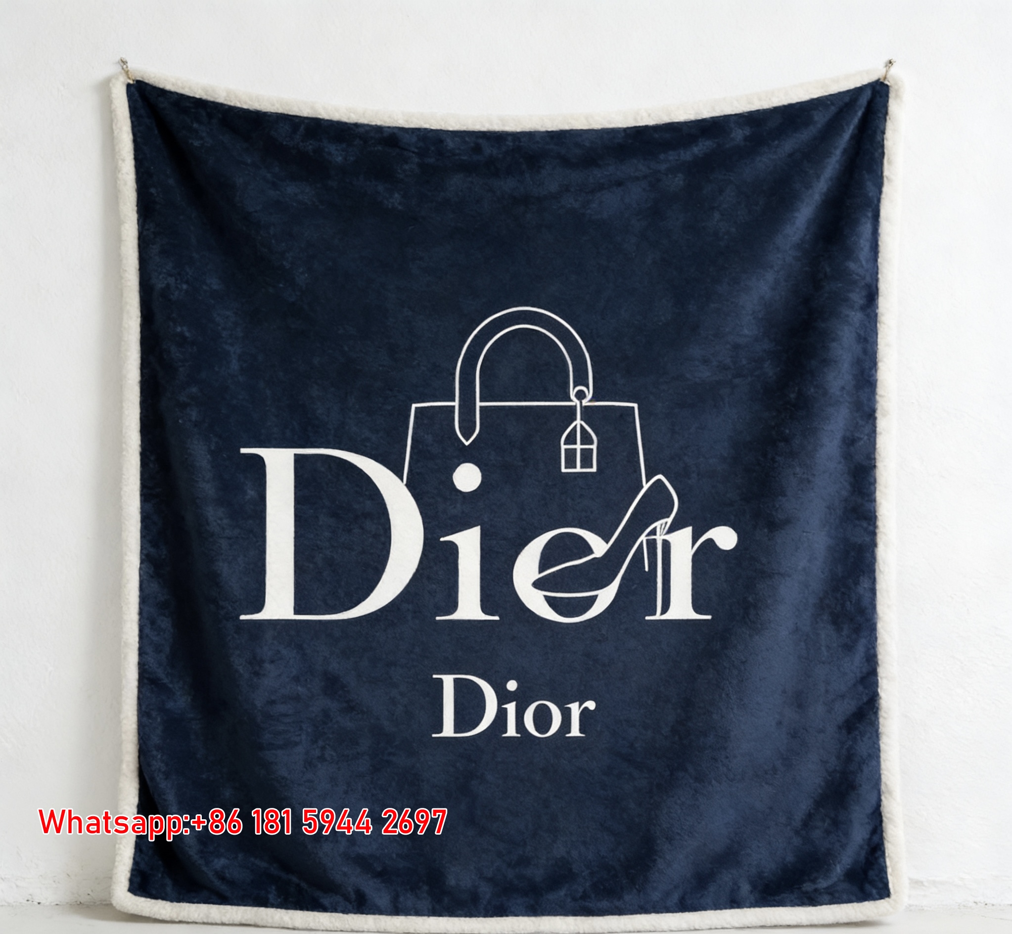 Dior Minimalist Handbag & Heel Logo Flannel Throw Blanket Sofa Cover Blanket D396